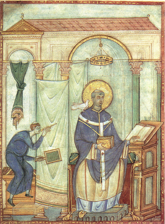 герм Registrum_gregorii,_san_gregorio_magno_ispirato_dalla_colomba,_983_.jpg