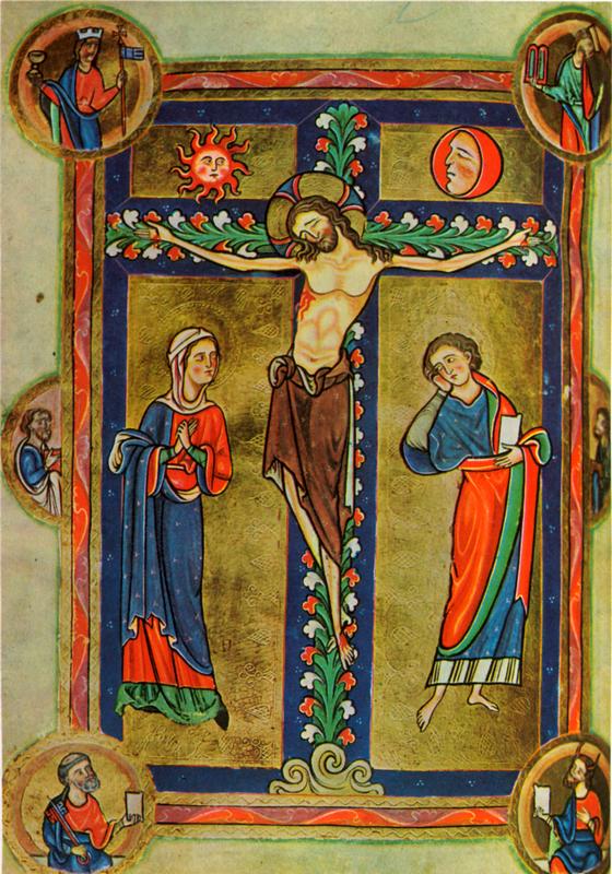 1201-1222  Psautier de Robert de Lindesey  Crucifixion  0,17x0,12 cm  Enluminure.jpg