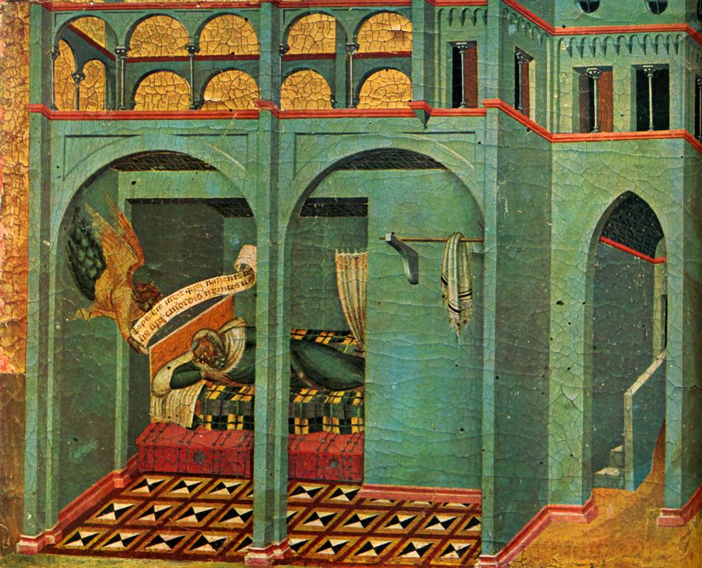 1328-1329  Pietro Lorenzetti  le reve de Sobac  panneau de la predelle du retable des Carmes.jpg