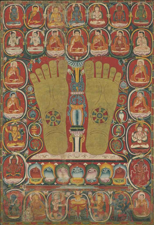 14Thangka_with_the_Footprints_of_the_Third_Karmapa,_Rangjung_Dorje_(5497466357).jpg
