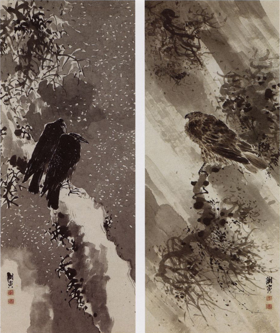 A_black_hawk_and_two_crows_by_Yosa_Buson.jpg