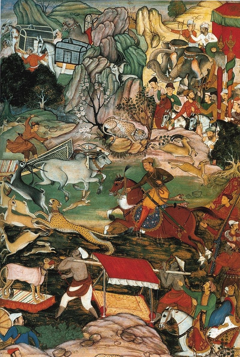 Basawan._Akbar_hunts_in_the_neighbourhood_of_Agra._Akbarnama_1590-95.jpg