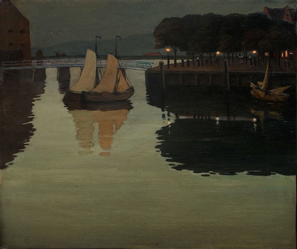 Johan_Rohde_-_Fin_de_soirée_sur_le_môle_à_Hoorn.jpg