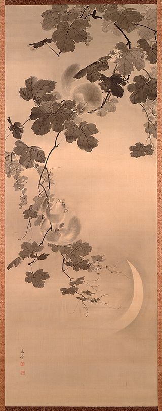 Mori Kansai 1814-94 Budō_to_risu_by_Mori_Kansai.jpg