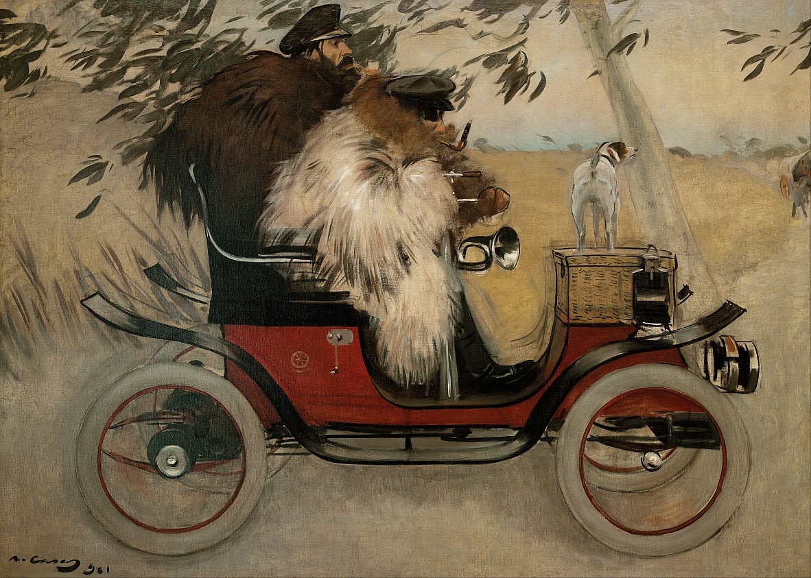 Ramon Casas - Ramon Casas and Pere Romeu in an Automobile - (MeisterDrucke-3113).jpg