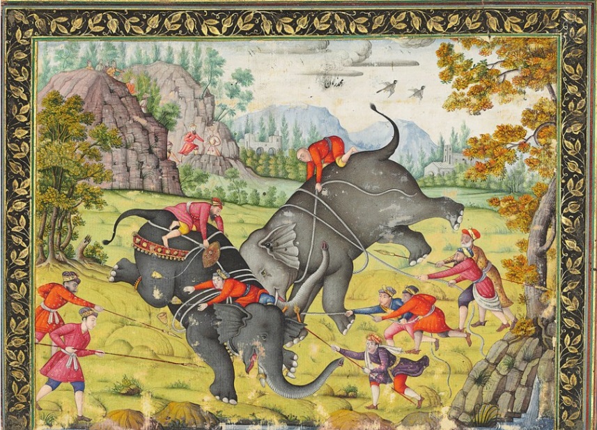 Rampaging_elephants,_painting_inscribed_Muhammad_Zaman,_Iran,_late_17th-early_18th_century.jpg