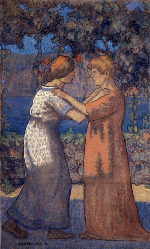 Rissanen, Juho, Vastaanotto puutarhassa IIа, 1913, pastelli, 124 x 74 cm..jpg