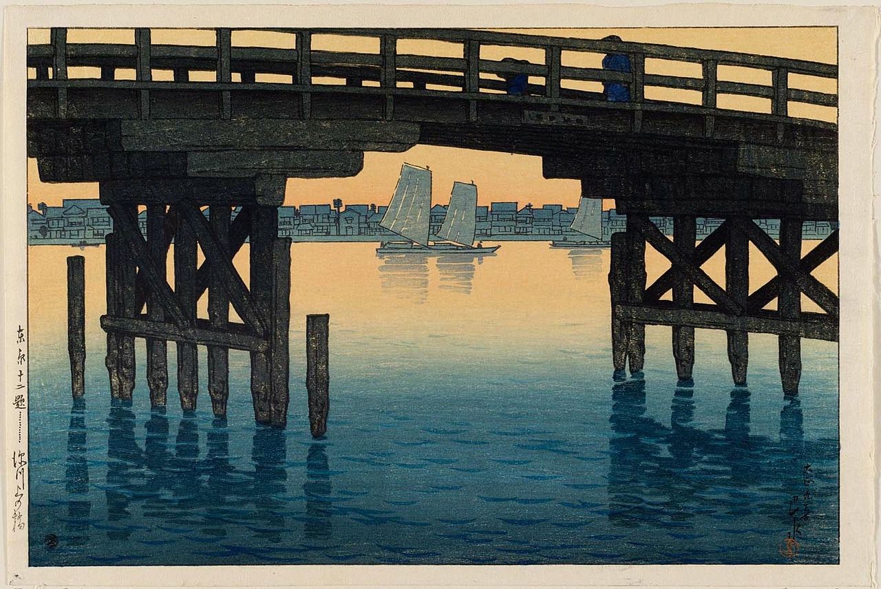 Tōkyō_jūnidai,_Fukagawa_Kaminohashi_by_Kawase_Hasui.jpg